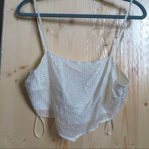 Super cute thin crop top tie back with gold stars